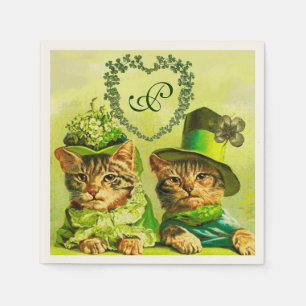 GUARDANAPO DE PAPEL CORAÇÃO DOS GATOS DO DIA DE ST PATRICK VELHO