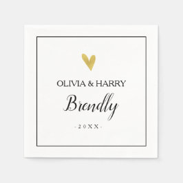 Guardanapo De Papel Coração Dourado Elegante | Livro Branco Napkin