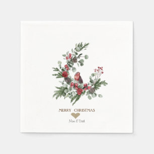 Guardanapo De Papel Coração Dourado,Grinalda Cardinal Vermelho Natal