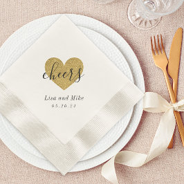 Guardanapo De Papel Coração Dourado Moderno Parabeniza a Festa de Casa