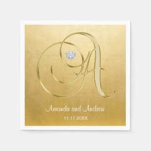 Guardanapo De Papel Coração Dourado personalizado do diamante das