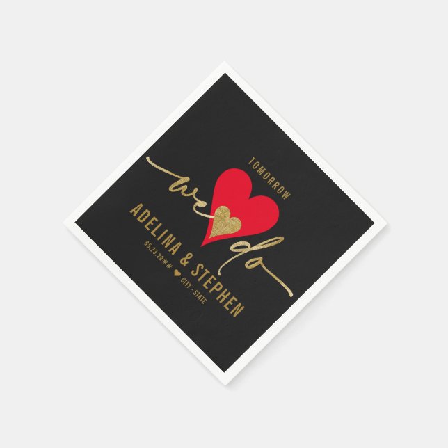 Guardanapo De Papel Coração Elegante do Dia do Casamento Nós Realizamo (Canto)