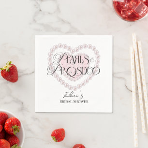 Guardanapo De Papel Coração Elegante Pérolas Prosecco Chá de panela