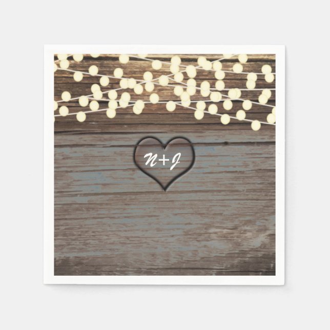 Guardanapo De Papel Coração Esculpido em Madeira País Russo e Luzes (Frente)