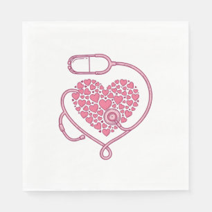 Guardanapo De Papel Coração Estetoscópio Amor Médico Desenho de Camisa