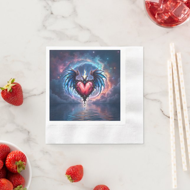 Guardanapo De Papel Coração Flamebound da Lua – Amor Cósmico Gótico (Insitu)