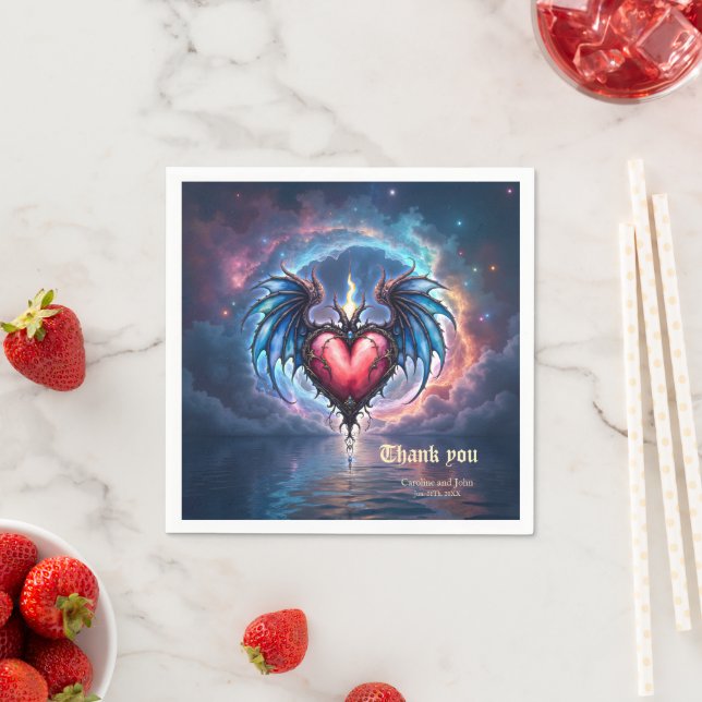 Guardanapo De Papel Coração Flamebound da Lua – Amor Cósmico Gótico (Insitu)