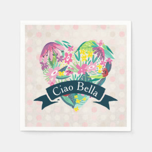 Guardanapo De Papel Coração Floral de Ciao Bella Cute com Flores Tro