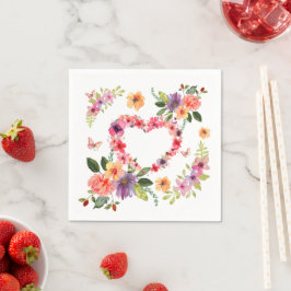 Guardanapo De Papel Coração Floral e Flores