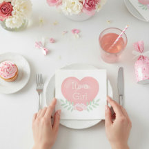 Coração Floral Rosa Moderno É uma Menina Chá de Be