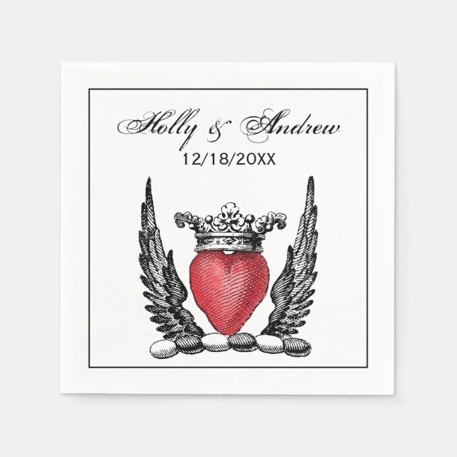 Guardanapo De Papel Coração Heráldico com Casaco de Asas de Armamento (Frente)