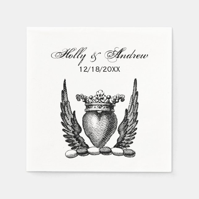 Guardanapo De Papel Coração Heráldico com Casaco de Asas de Armamento (Frente)