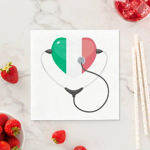 Guardanapo De Papel Coração Italiano com Estetoscópio Saúde