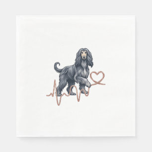 Guardanapo De Papel Coração Linha Batimento Cardíaco do Cão Afegão
