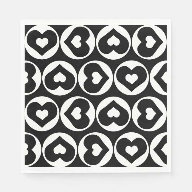 Guardanapo De Papel Coração Padrão de Amor Negrito (Frente)