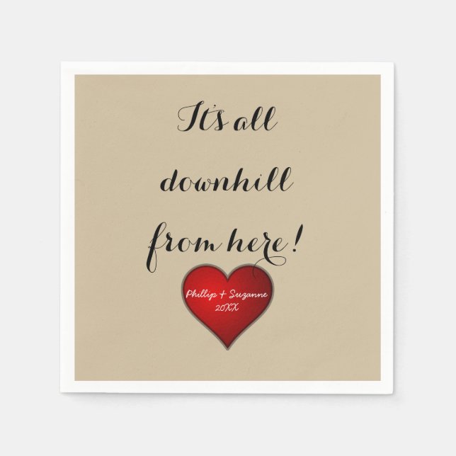 Guardanapo De Papel Coração Vermelho Engraçado de Casamento Doce com N (Frente)