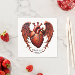Guardanapo De Papel Coração vermelho gótico com Rosas - Romântico escu