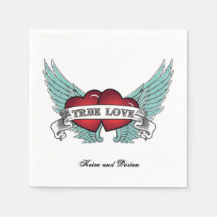 Guardanapo De Papel Coração voado Rockabilly do amor verdadeiro