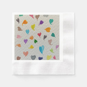 Guardanapo De Papel Corações Aquarela