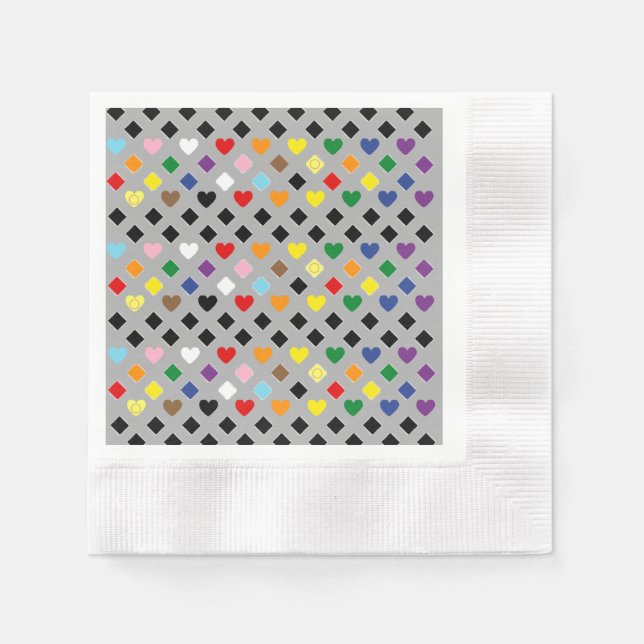 Guardanapo De Papel Corações Arco-Íris (Frente)