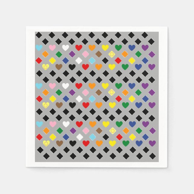 Guardanapo De Papel Corações Arco-Íris (Frente)