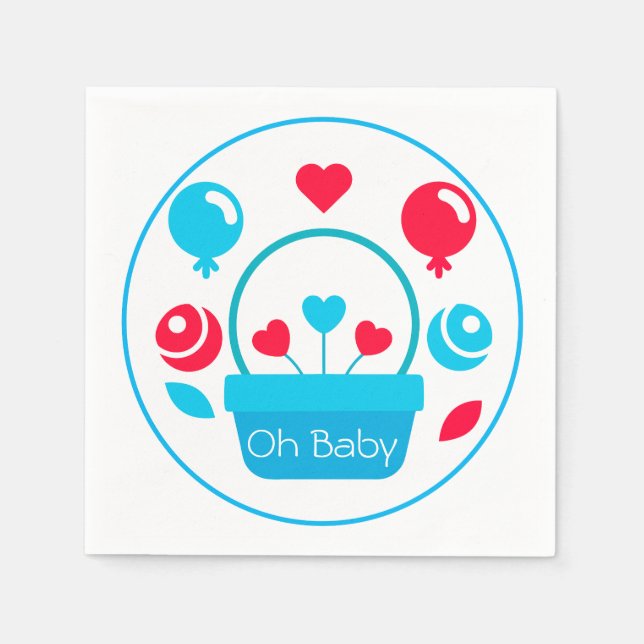 Guardanapo De Papel Corações, Balões e cesto do coração (Frente)