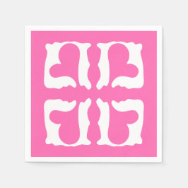 Guardanapo De Papel Corações Brancos e Rosa Bublegum