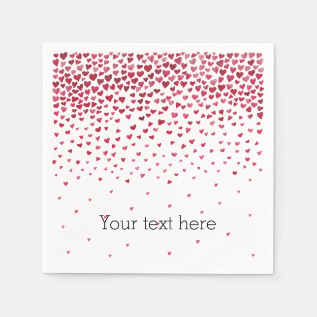 Guardanapo De Papel Corações Caindo Aquarela (Frente)
