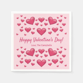 Guardanapo De Papel Corações Cor-de-Rosa Feliz dia de os namorados e T