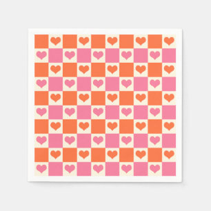 Guardanapo De Papel Corações da Desktop Board em rosa, laranja e creme