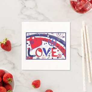 Guardanapo De Papel Corações De Amor E Notas Musicais