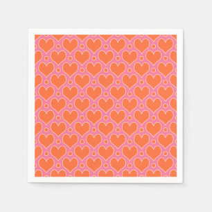 Guardanapo De Papel Corações de Amor e Padrão de Bolinhas em Rosa, Lar
