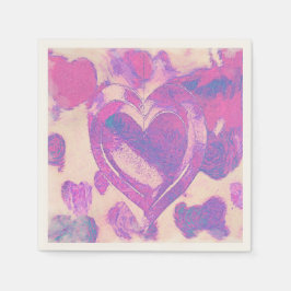 Guardanapo De Papel Corações de aquarela
