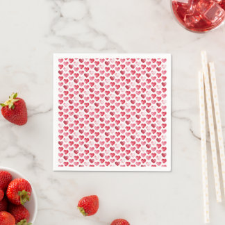 Guardanapo De Papel Corações de Aquarela Vermelhos e Rosas no Dia dos