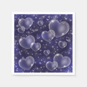 Guardanapo De Papel Corações de Bolha Azul Fofos Estilo Menina dos Ano