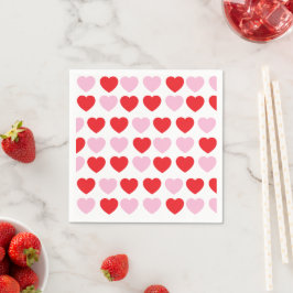 Guardanapo De Papel Corações de Dia de os namorados Vermelho e Rosa