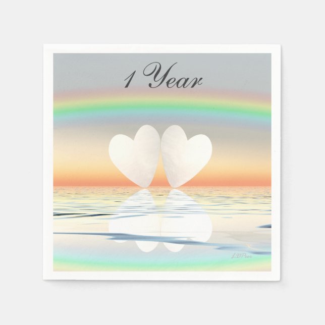 Guardanapo De Papel Corações de Papel de Aniversário de 1rua (Frente)