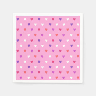 Guardanapo De Papel Corações de polca a rosa