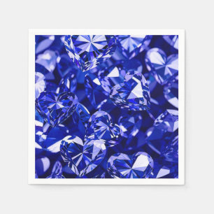 Guardanapo De Papel Corações Diamantes de Cristal Azul