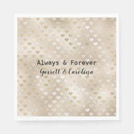 Guardanapo De Papel Corações Dourados Brancos