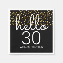 Guardanapo De Papel Corações Dourados de Qualquer Idade Feliz Aniversá