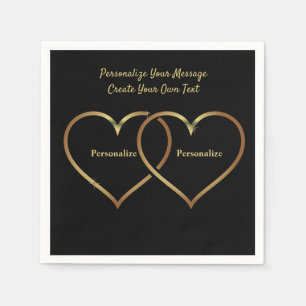 Guardanapo De Papel Corações Dourados Elegantes e Românticos Personali