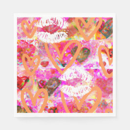 Guardanapo De Papel Corações e Lábios