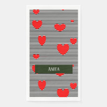 Corações e listras vermelhas personalizadas