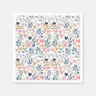 Guardanapo De Papel Corações em aquarela