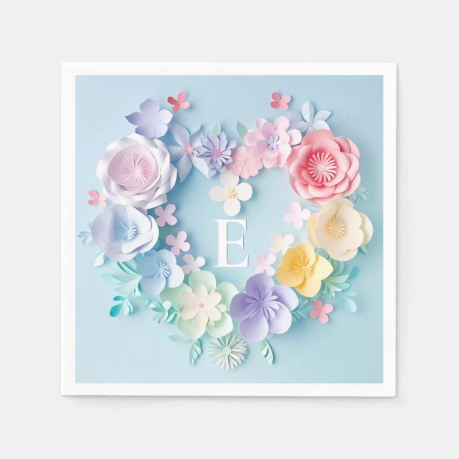 Guardanapo De Papel Corações, Flores, Borboletas De Papel Bonito (Frente)