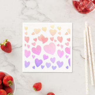 Guardanapo De Papel Corações Flutuantes em Aquarela (Personalizável)