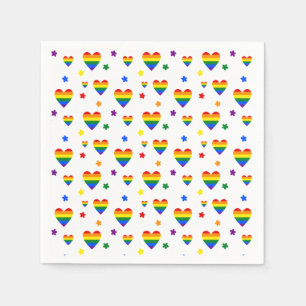 Guardanapo De Papel Corações LGBT Arco-Íris e Flores Coloridas