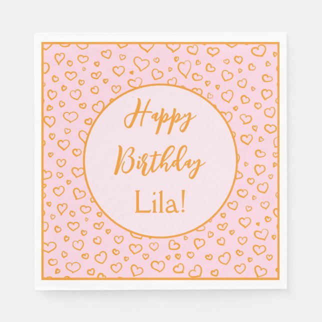 Guardanapo De Papel Corações - Papel Personalizado Napkins (Frente)