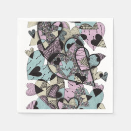 Guardanapo De Papel Corações Pastel Caprichosos Padrão Zentangle Doodl